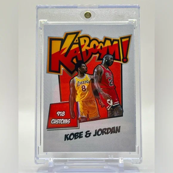 Kobe Bryant & Michael Jordan Kaboom Custom Cracked Ice Holographic Trading Card - Picture 2 of 2